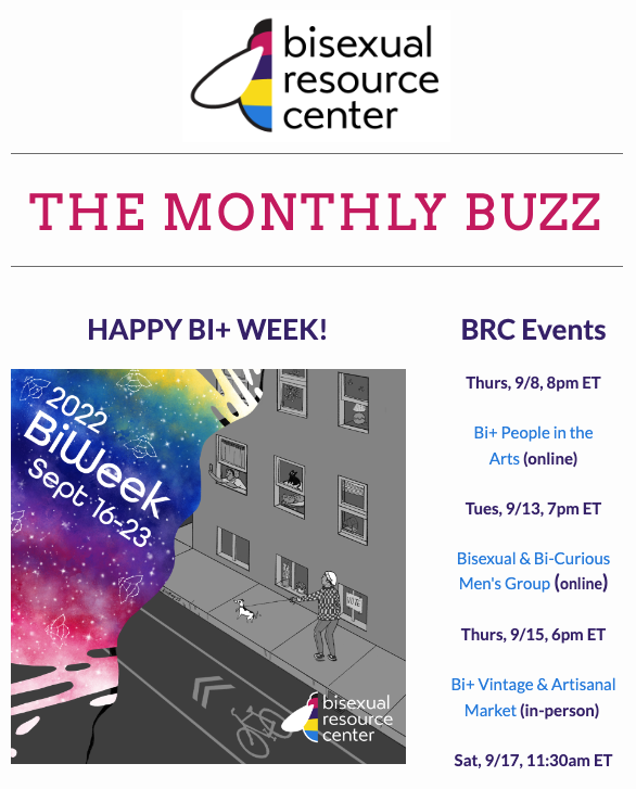 Screenshot of The Monthly Buzz, BRC's Email Newsletter