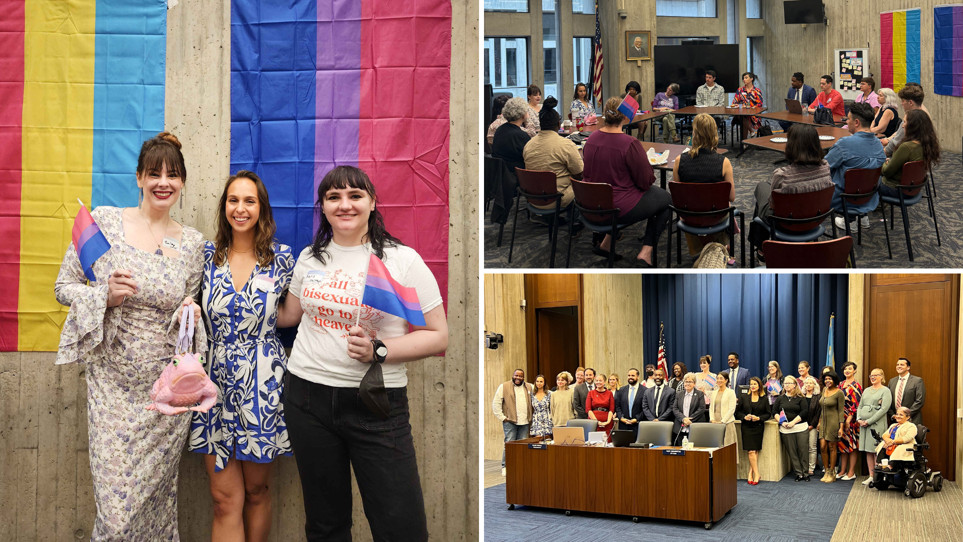 collage of bi+ joy at city hall